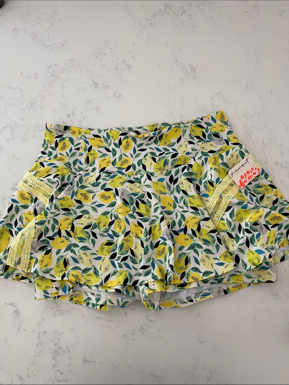 Yellow Lemon Print Free People Movement Tennis Athletic Skort